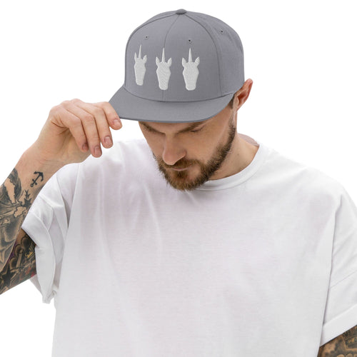 UNIQORNIA Snapback Hat - Three White Unicorns
