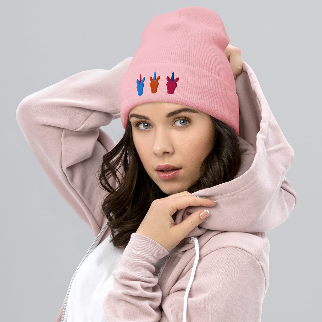 UNIQORNIA Cuffed Beanie - Three Unicorns