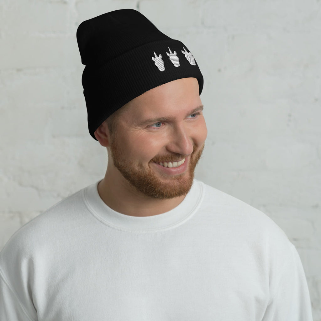 UNIQORNIA Cuffed Beanie- Three White Unicorns