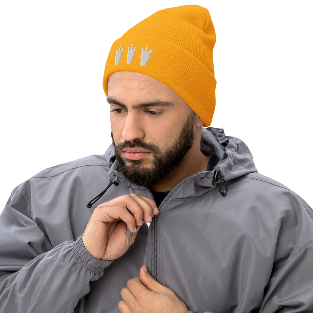 UNIQORNIA Cuffed Beanie- Three White Unicorns