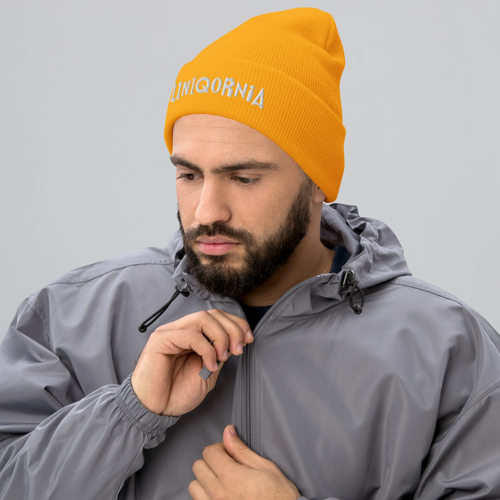 UNIQORNIA Cuffed Beanie - Uniqornia Wordmark White