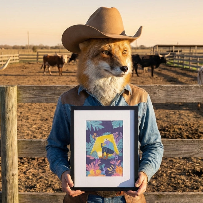 Ierāmēts plakāts ar paspartū - Popkorna Kovbojs