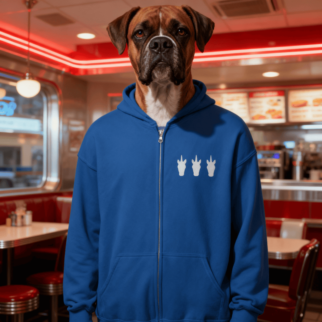 UNIQORNIA Unisex zip hoodie - Three White Unicorns