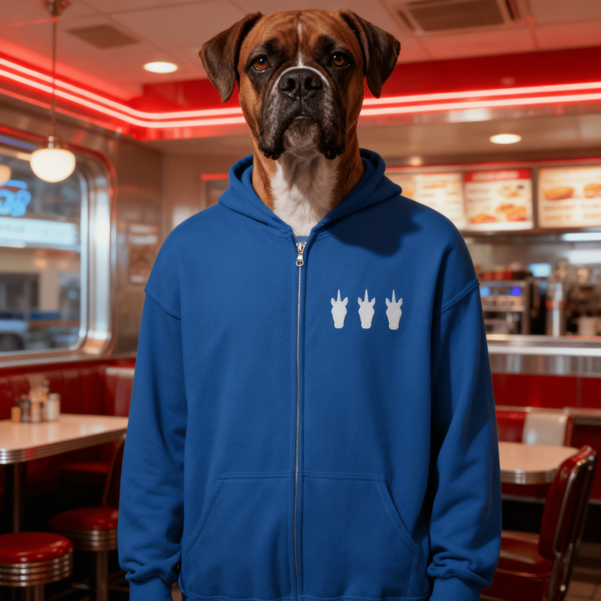 UNIQORNIA Unisex zip hoodie - Three White Unicorns