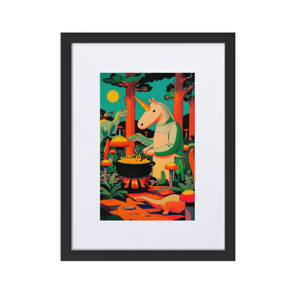 UNIQORNIA Matte Paper Framed Poster With Mat - Dino Cook