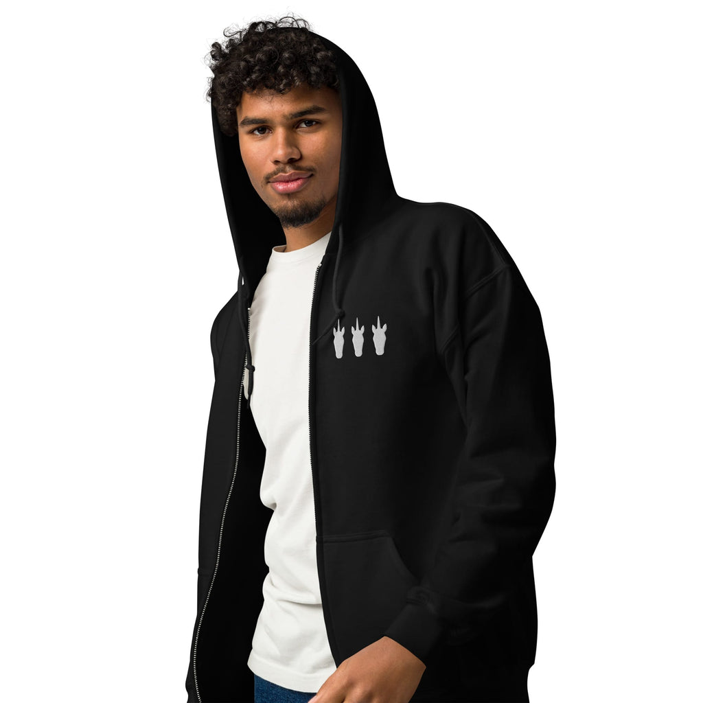 UNIQORNIA Unisex zip hoodie - Three White Unicorns