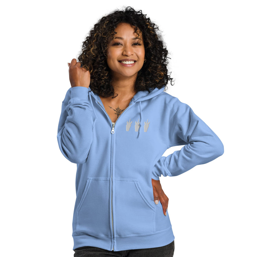 UNIQORNIA Unisex zip hoodie - Three White Unicorns