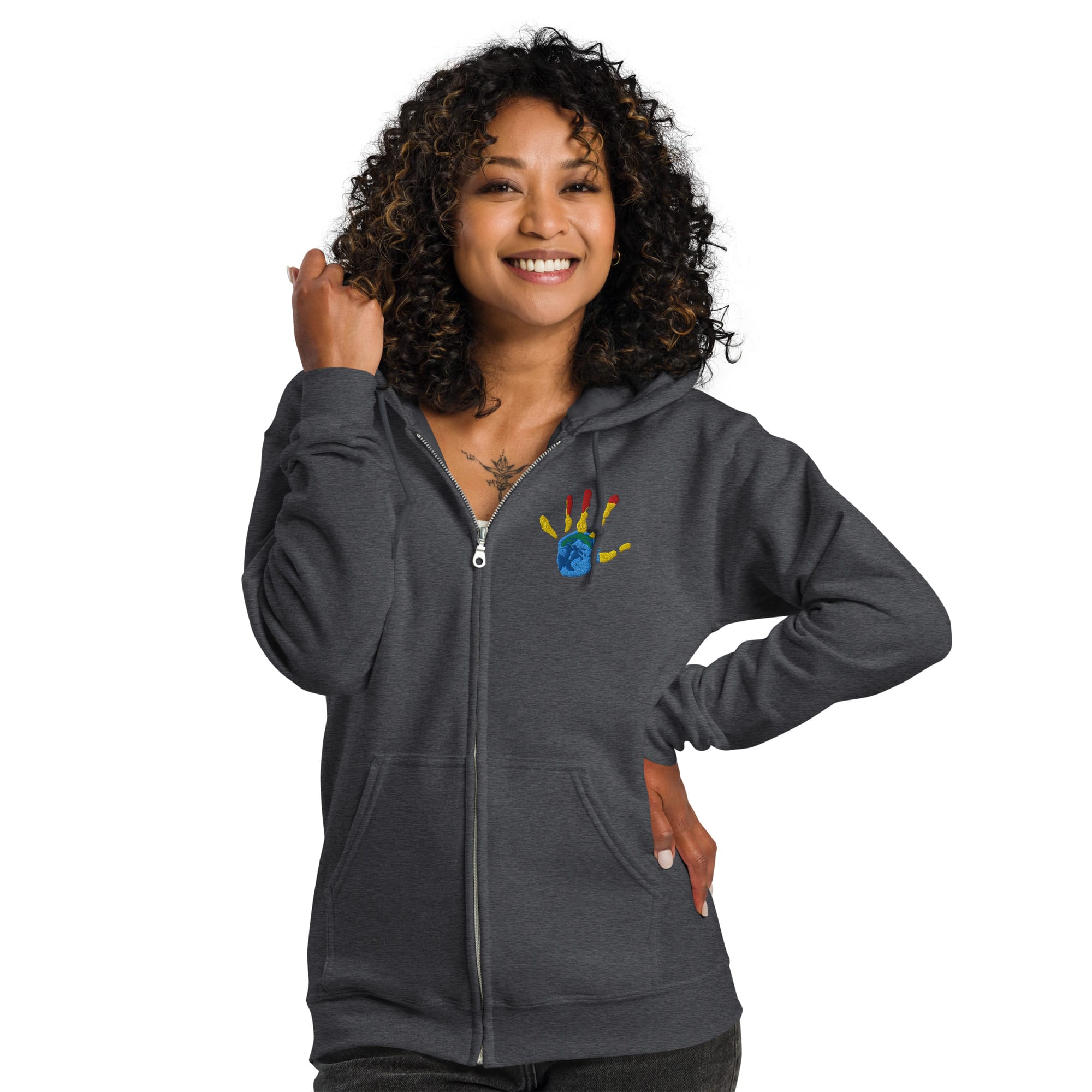 UNIQORNIA Unisex zip hoodie - My hand