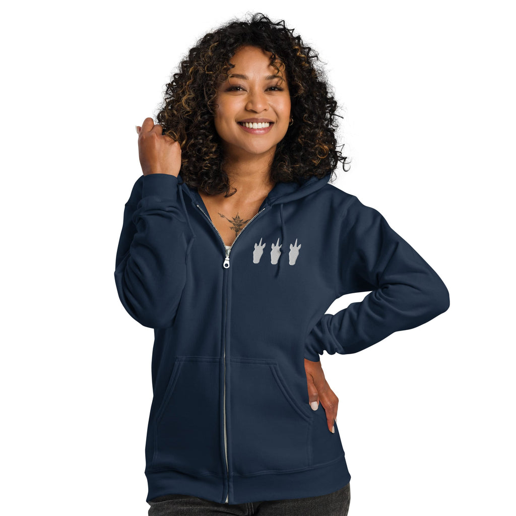 UNIQORNIA Unisex zip hoodie - Three White Unicorns